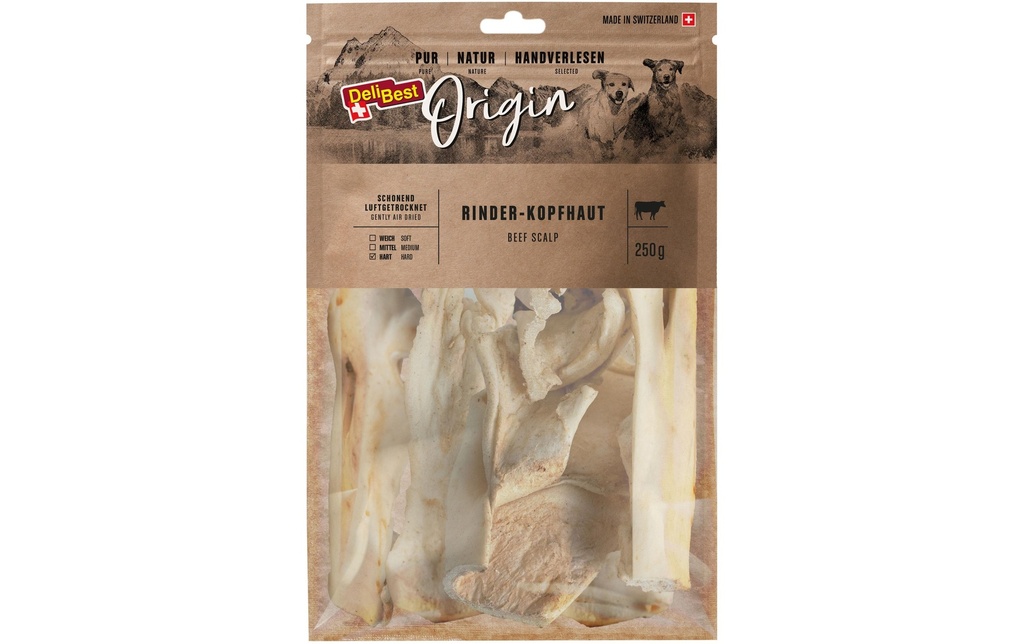 DeliBest Produit à mâcher  Cuir chevelu de bovins d'origine (Bullkau) 250 g