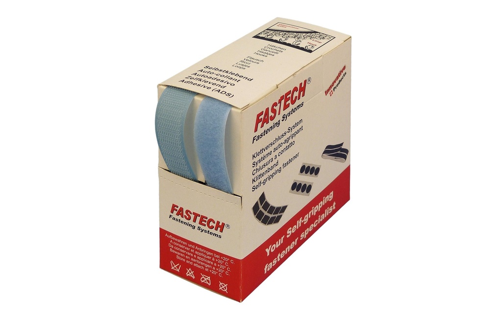 FASTECH Boîte de bande auto-agrippante Bleu clair