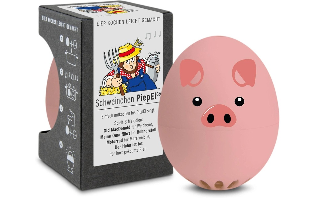 PiepEi Minuteur de cuisine Cochon de l'horloge des œufs chantant, Rose