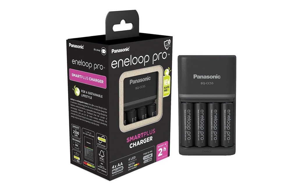 Panasonic Chargeur eneloop pro Smartplus Charger + 4x AA 2500 mAh