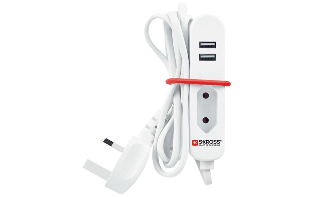 SKROSS Bloc multiprises Travel Station 1x T11, 2x USB Prise britannique