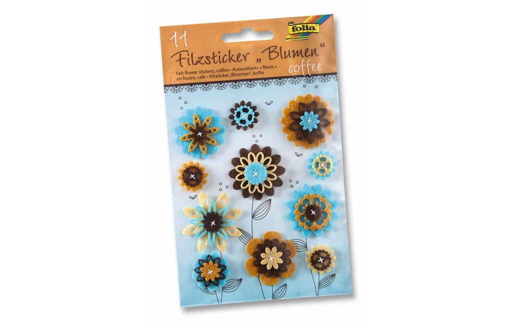 Folia Autocollant à motif Fleurs Coffee Bleu/Brun/Orange  11 Pièce/s