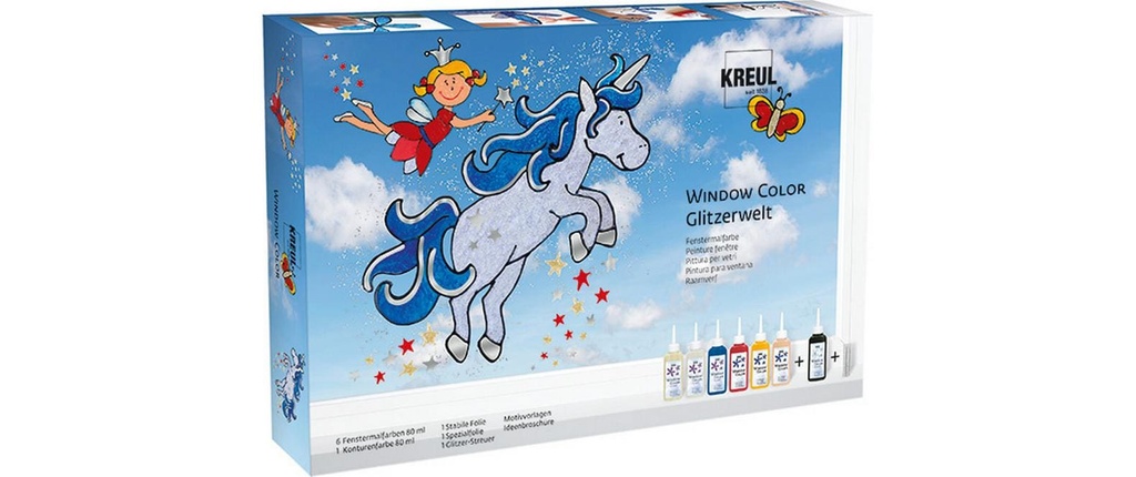 Kreul Peinture pour fenêtre Set Window Color paillettes 80 ml x 6 pièces