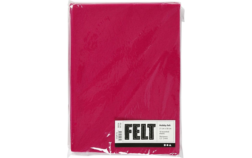 Creativ Company Feutre de bricolage 1.5 - 2 mm, A4, 10 feuilles, Rose