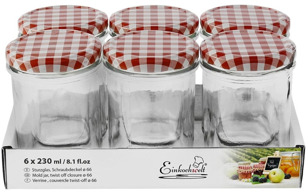 Einkochwelt Bocaux à conserves 6 pièces, 230 ml, Ø 66 mm