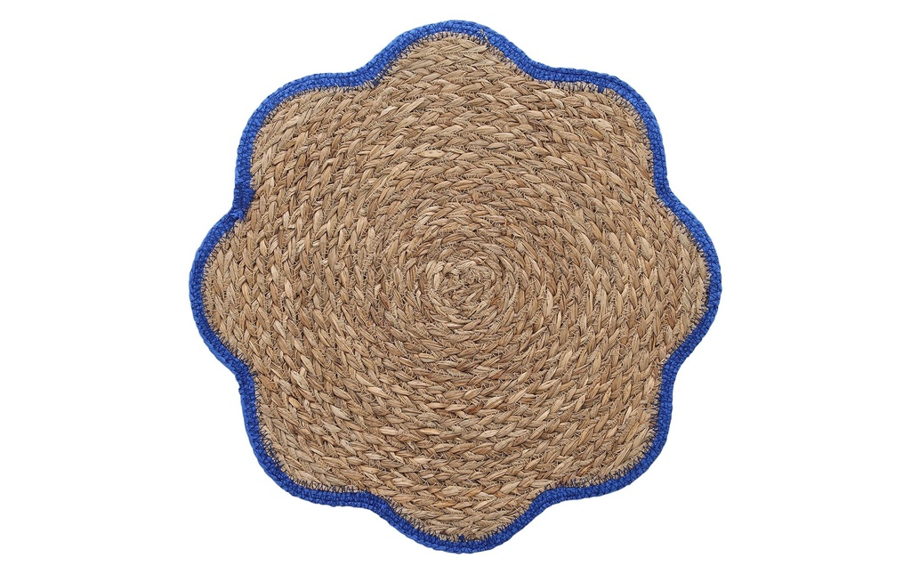 Zeller Present Set de table Fleurs tressées Herbe de mer 38 cm x 38 cm, Bleu/Brun