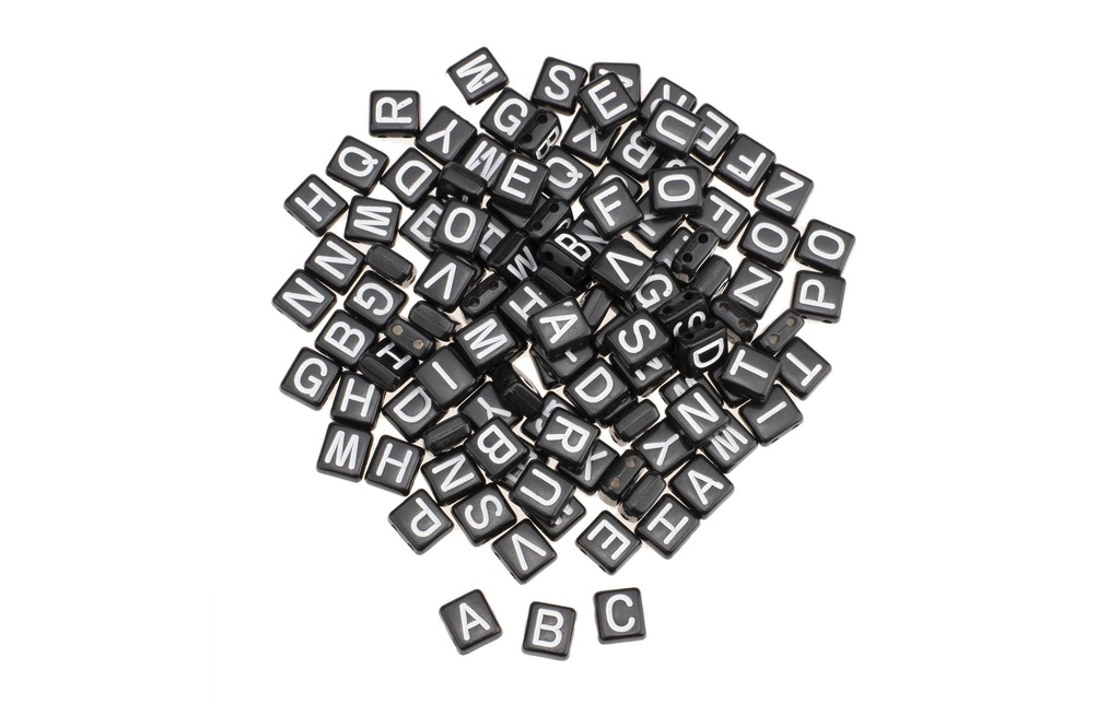 Glorex Perles alphabet Plastique, env. 110 pièces, 5 mm, noir