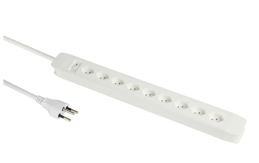 Schönenberger Bloc multiprises 9 x T13 horizontal 5 m, blanc