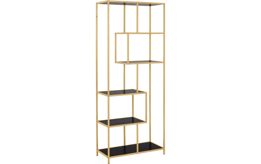 AC Design Étagère Seaford 77 x 35 x 185 cm, Noir/Doré