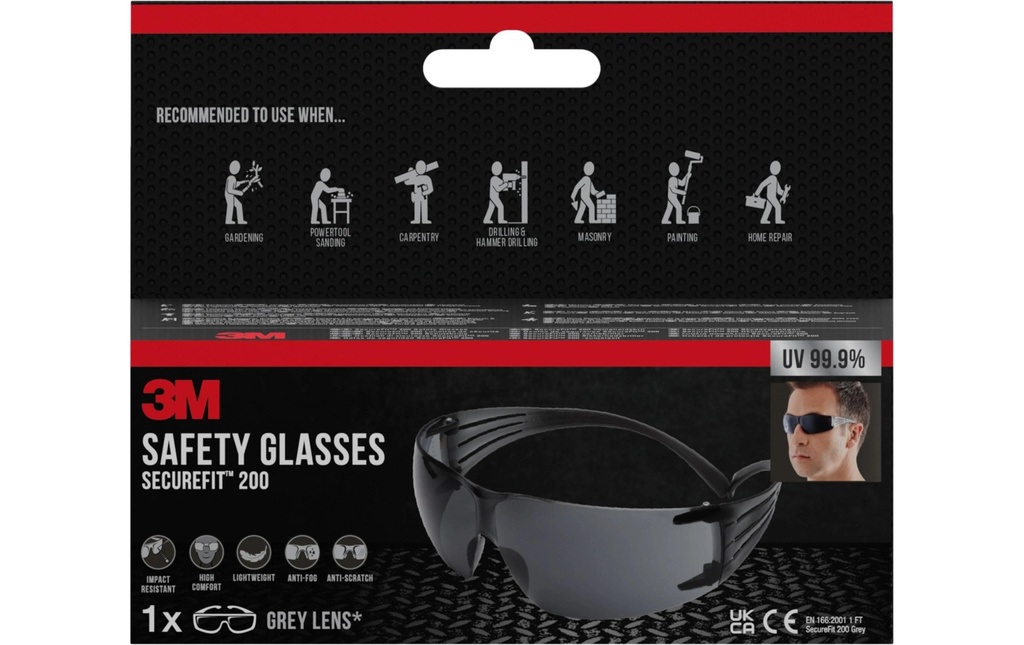 3M Lunettes de protection SecureFit 200 Gris