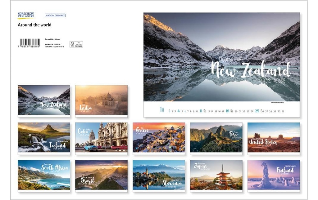 Korsch Verlag Calendrier illustré Around the World 2026