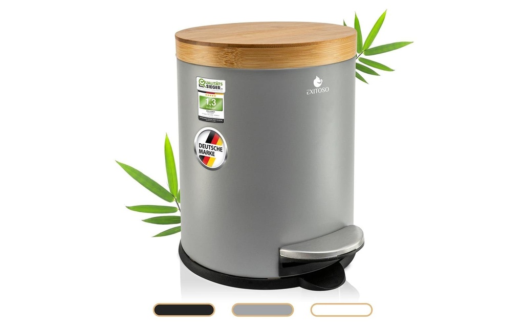 Exitoso Poubelle à pédale avec couvercle Softclose 5 l, Gris