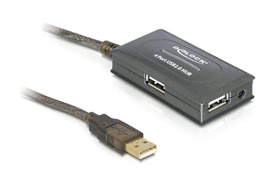 Delock Câble de prolongation USB 2.0 avec HUB à 4 ports USB-A - USB-A 10 m