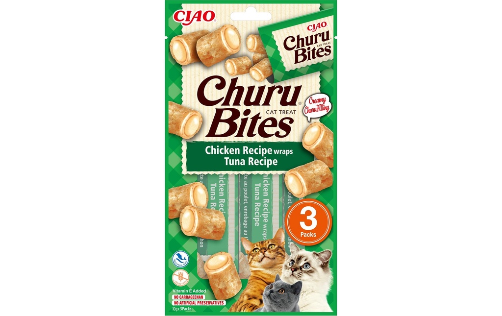 CIAO Churu Collation pour chat Bites poulet & thon, 3 x 10 g