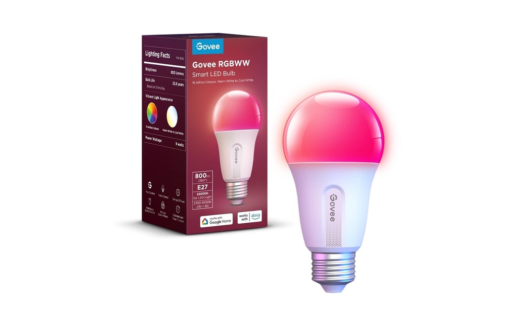 Govee Ampoule LED intelligente, 800 lm, E27, RGBWW