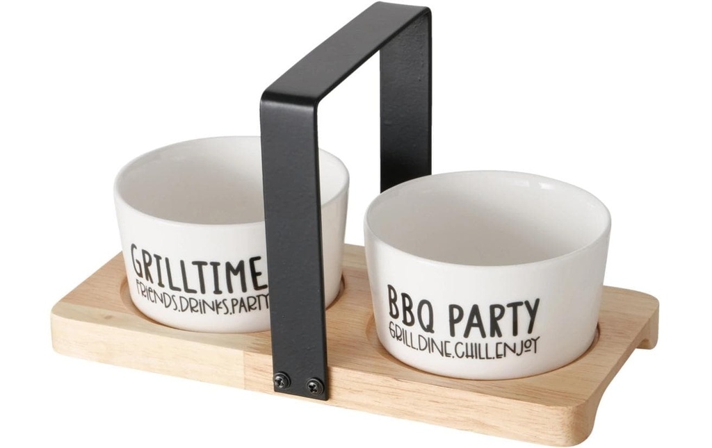 Boltze Plateau de service avec petites coupelles Grillhouse Bois d'hévéa