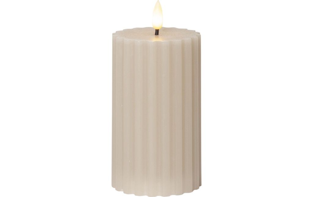Star Trading Bougie LED Pillar Flamme Stripe, Ø 7.5 x 15 cm, beige
