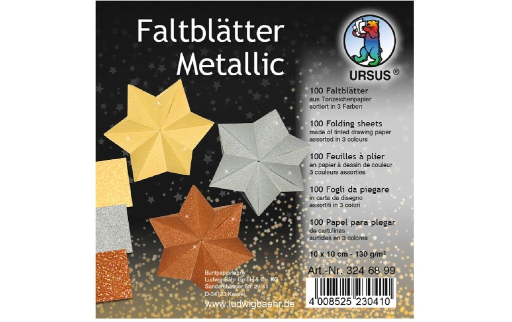 URSUS Feuilles origami Origami 10 x 10 cm, 130 g/m², 100 feuilles