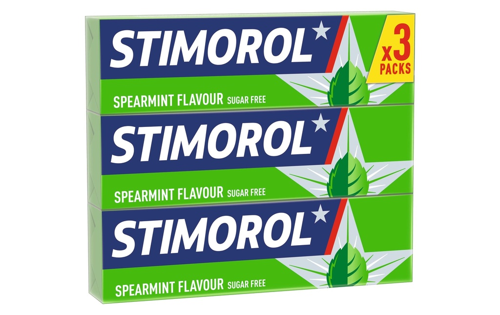 Stimorol Chewing-gum Menthe verte sans sucre 3 x 14 g