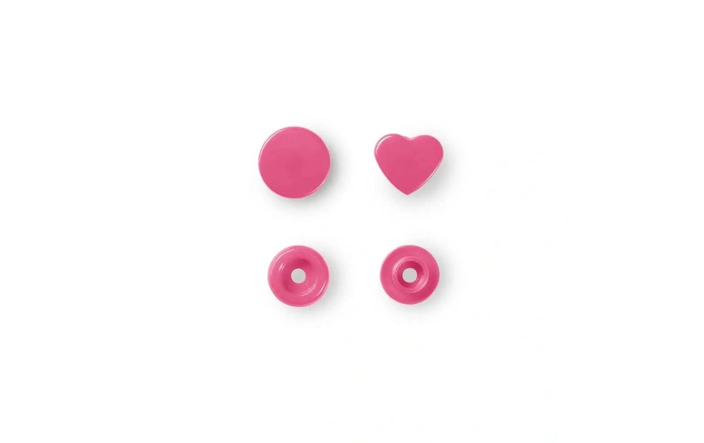 Prym Boutons poussoirs Boutons de couleur Coeur, Rose, 12.4 mm, 30 pièces