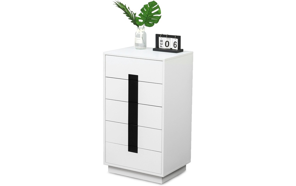 relaxdays Commode avec 5 tiroirs 88 x 50 x 40 cm Blanc/noir