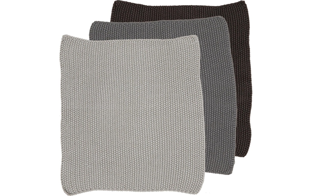 Ladelle Torchon à vaisselle Eco Knitted Gris, 3 pièces
