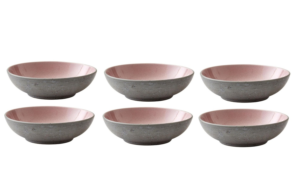 Bitz Assiette de soupe et de pâtes Ø 20 cm, 6 Pièce/s, Gris/Rose clair