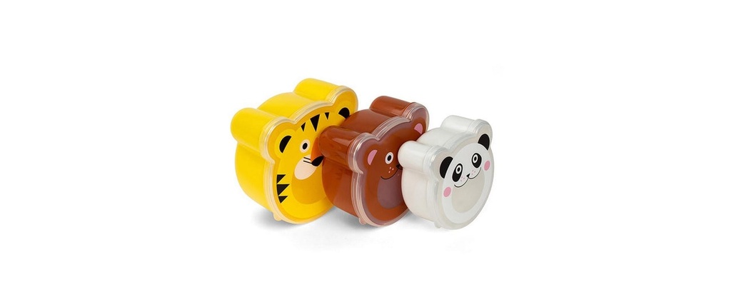 Kikkerland Boîte à goûter Animaux 3 pièces, Multicolore