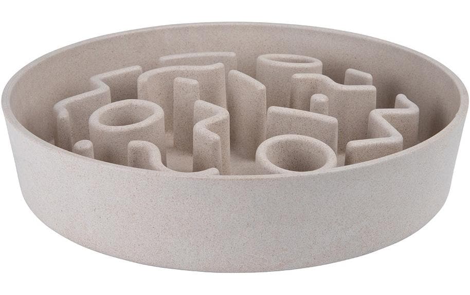 District 70 Bol en bambou Bamboo Dog Slow Feeder Ø 28 cm, crème-blanc