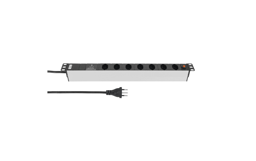 STEFFEN Bloc multiprises 19” 7x T13, Argent