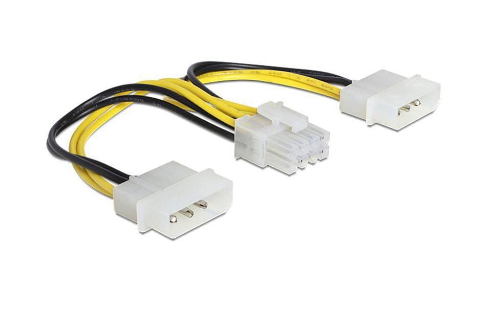 Delock Câble d’alimentation 8Pin EPS - 2x Molex 15 cm