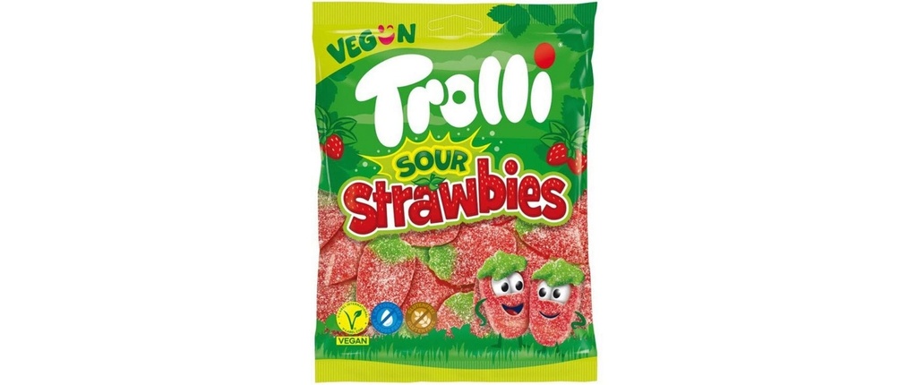 Trolli Bonbons à croquer Sour Strawbies 175 g