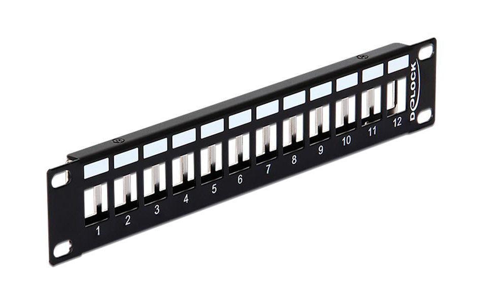 Delock Panneau de brassage 12 Port, Keystone Rack 10