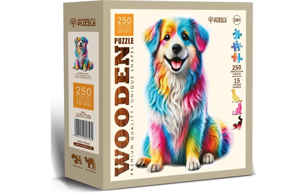 Wooden City Puzzle en bois Rainbow Buddy Dog L 250 pièces