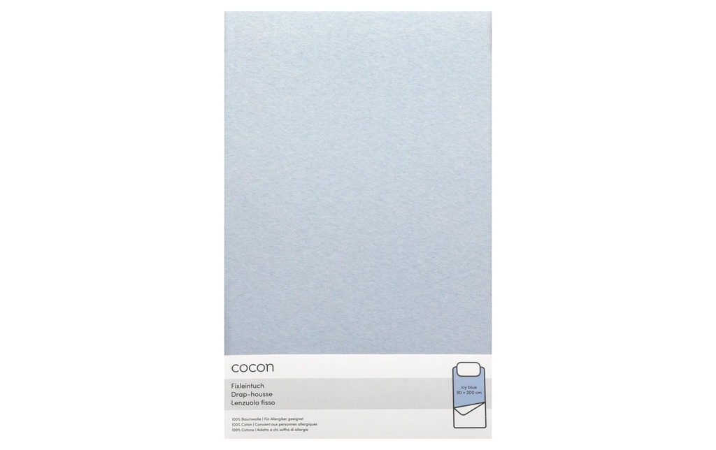 COCON Drap-housse Jersey 90-100 x 200 cm, bleu glacier