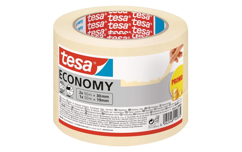 tesa Ruban crêpe de peintre, paquet de 3