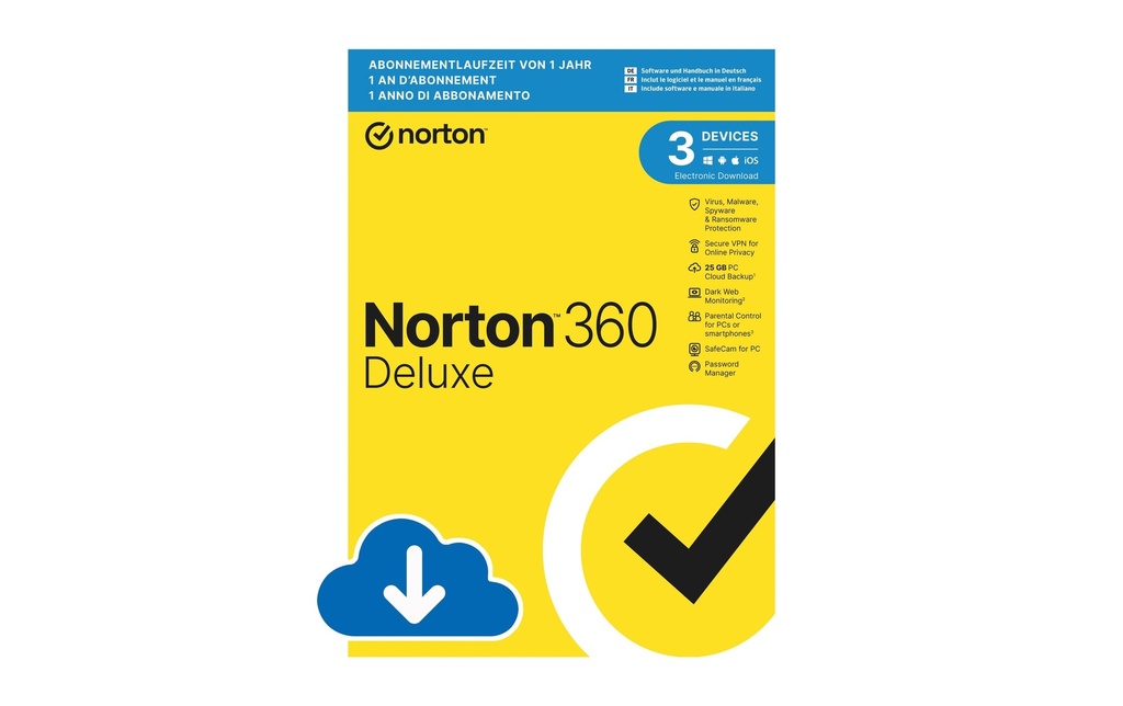 Norton Norton 360 Deluxe ESD, 3 Dispositif, 1 an