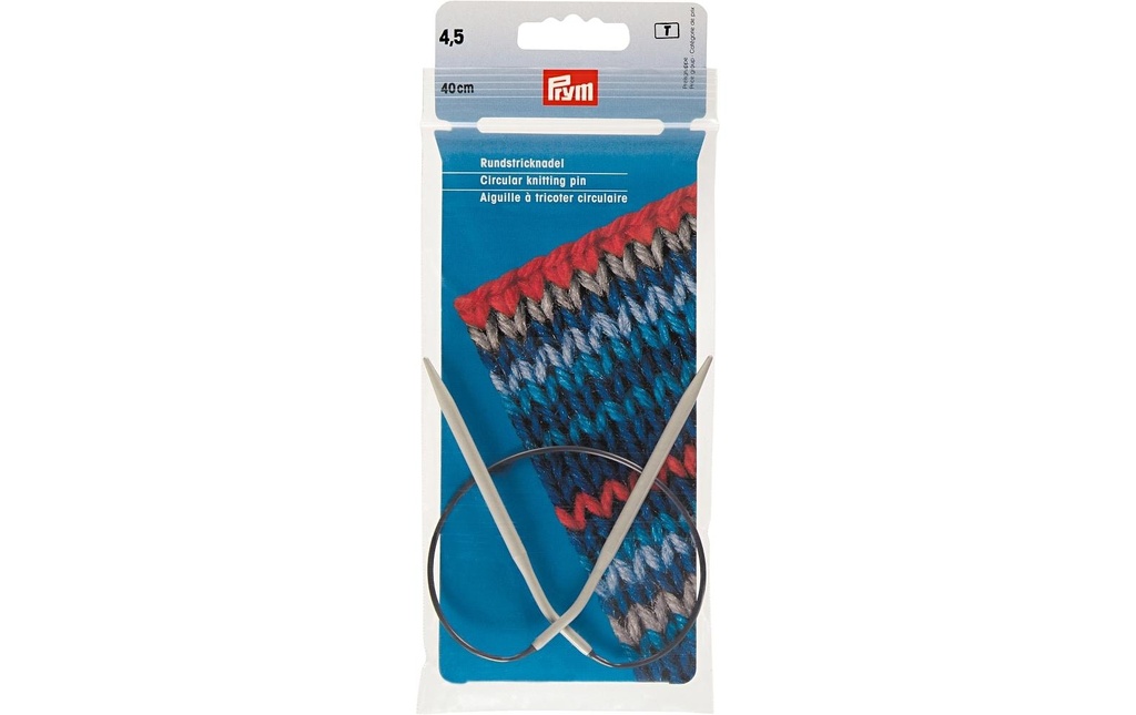 Prym Aiguille à tricoter circulaire Alu, gris 4.50 mm x 40 cm, 1 pièce