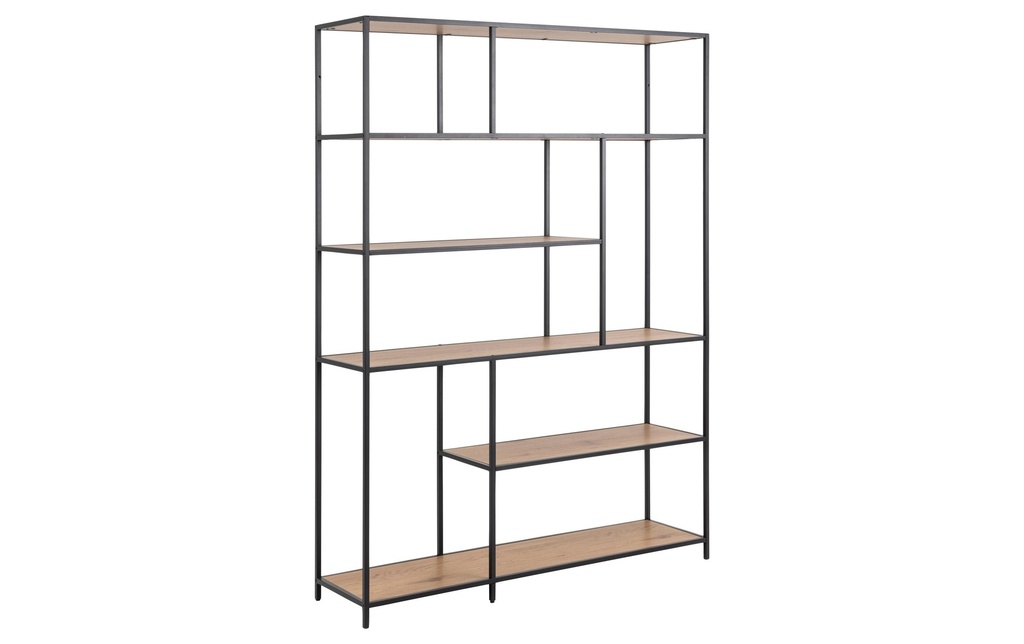AC Design Étagère Seaford 135 x 35 x 185 cm, Chêne/Noir
