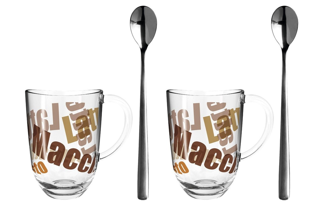 LEONARDO Tasse à latte macchiato Naples avec texte et cuillère 380 ml