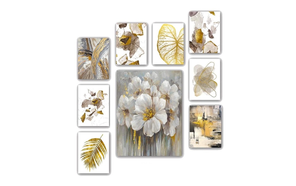 Wallxpert Photo Golden Flowers 9 pièces, 20 x 15 cm