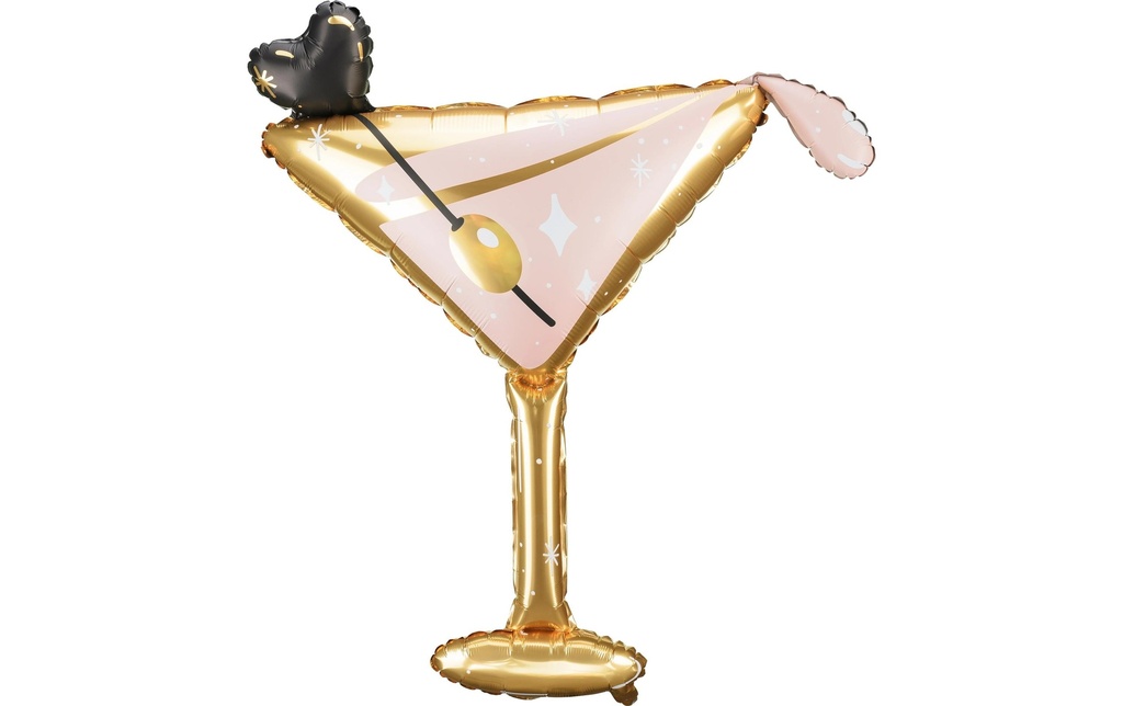 Partydeco Ballon en aluminium Verre à Martini 126 x 93 cm, Doré