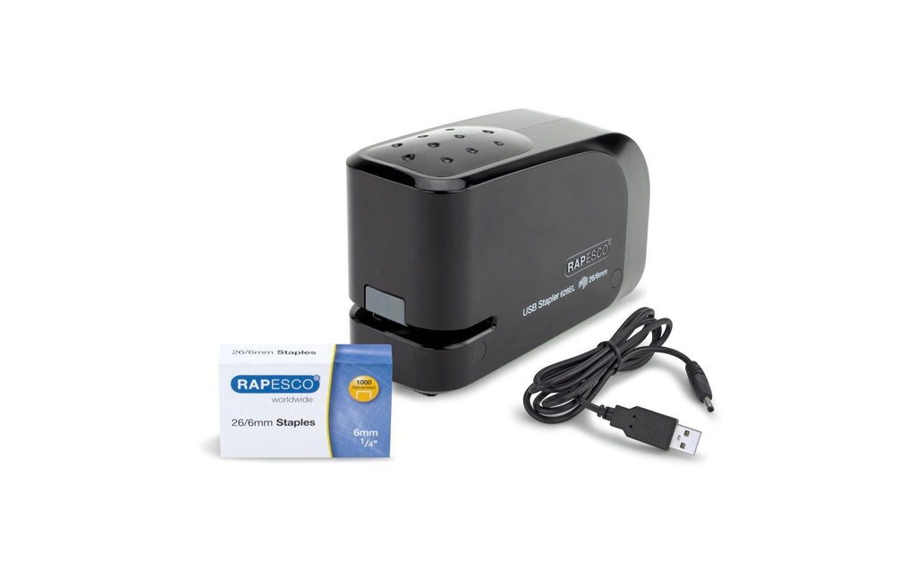 Rapesco Agrafeuse électrique 626EL USB/Batterie, noir