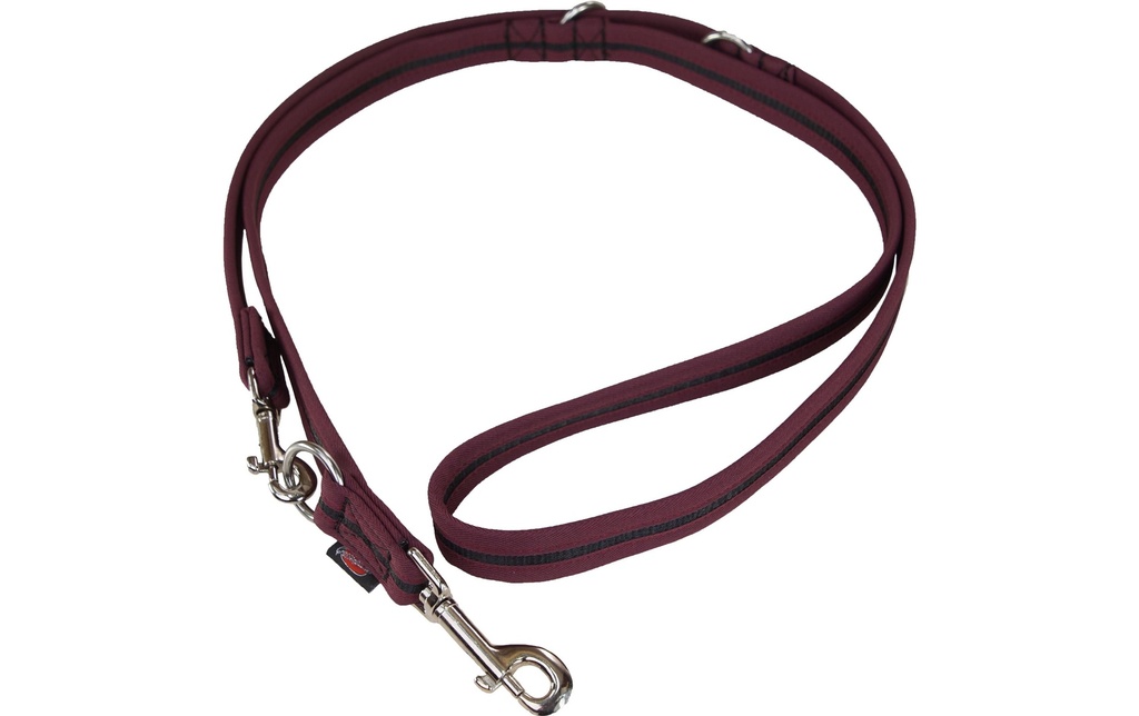 Grossenbacher Laisse de chien 180 cm, 25 mm, Noir/Bordeaux