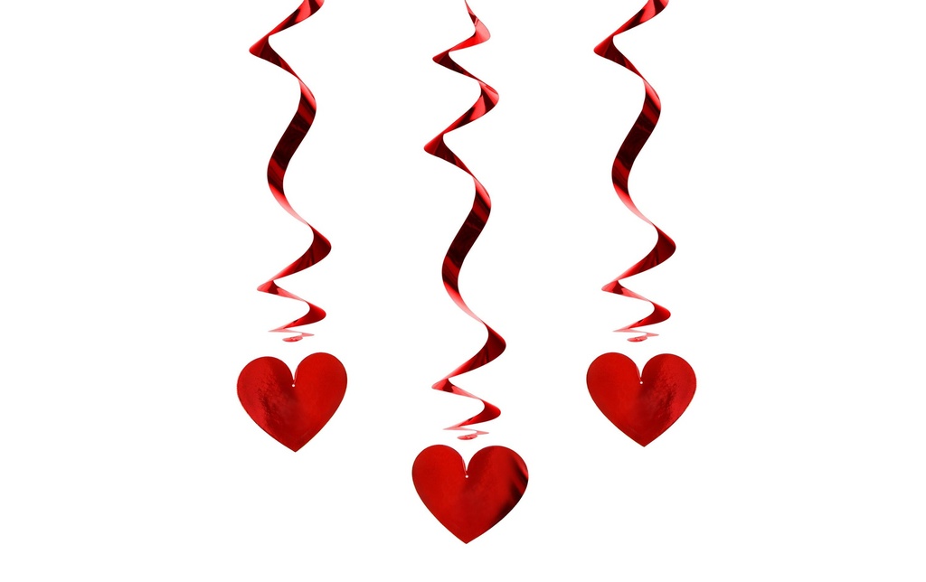 Partydeco Guirlande Swirls Herzen 0.6 m, Rouge