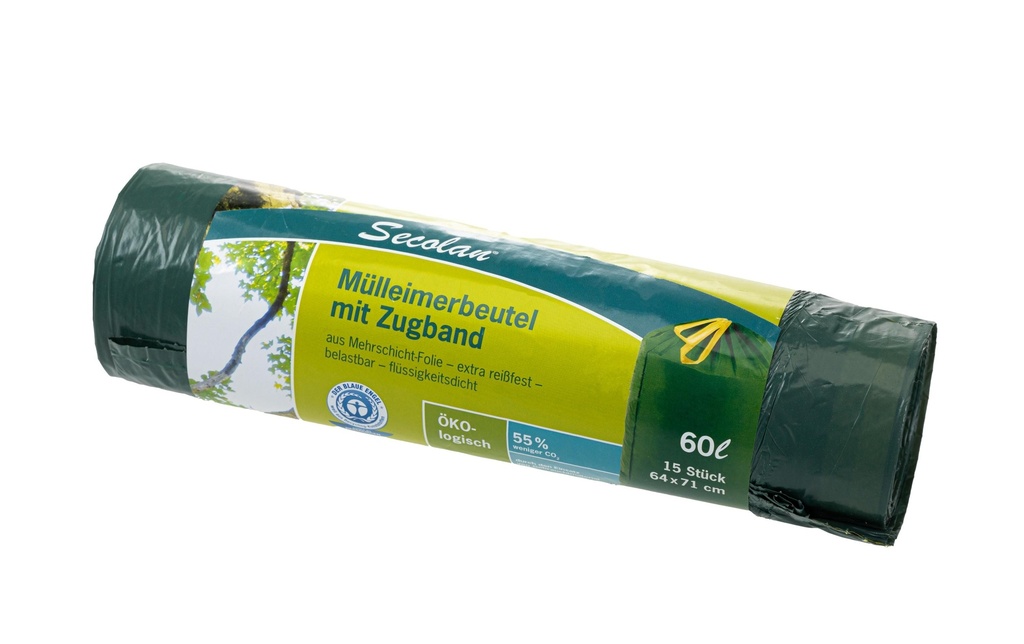 Haushaltsware Sacs poubelle pRolle 60 l, 15 Pièce/s, Vert