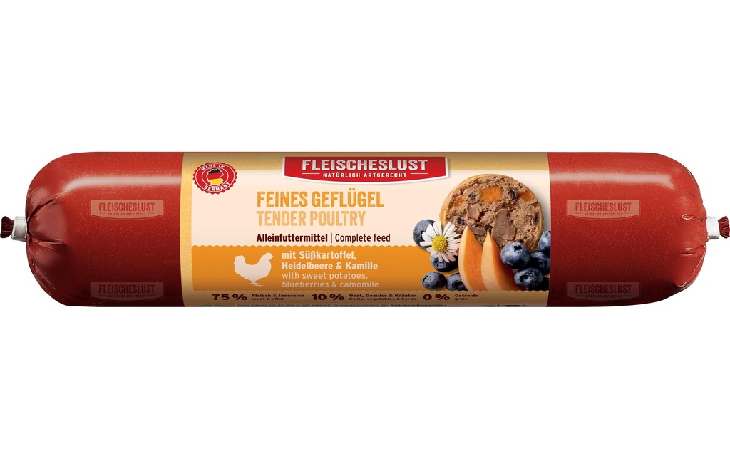 Fleischeslust Alimentation humide Volaille fine avec patate douce 400 g