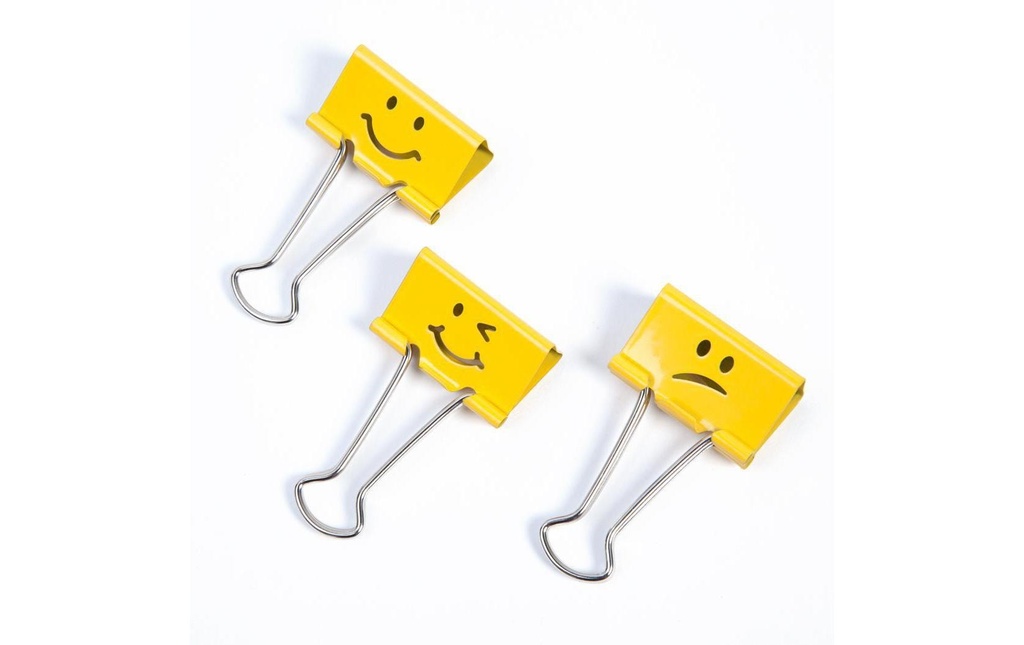 Rapesco Pince à papier Foldback Emojis 32 mm, jaune