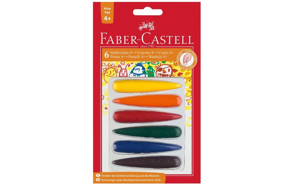 Faber-Castell Crayon gras de couleur Fingers 6 pièces