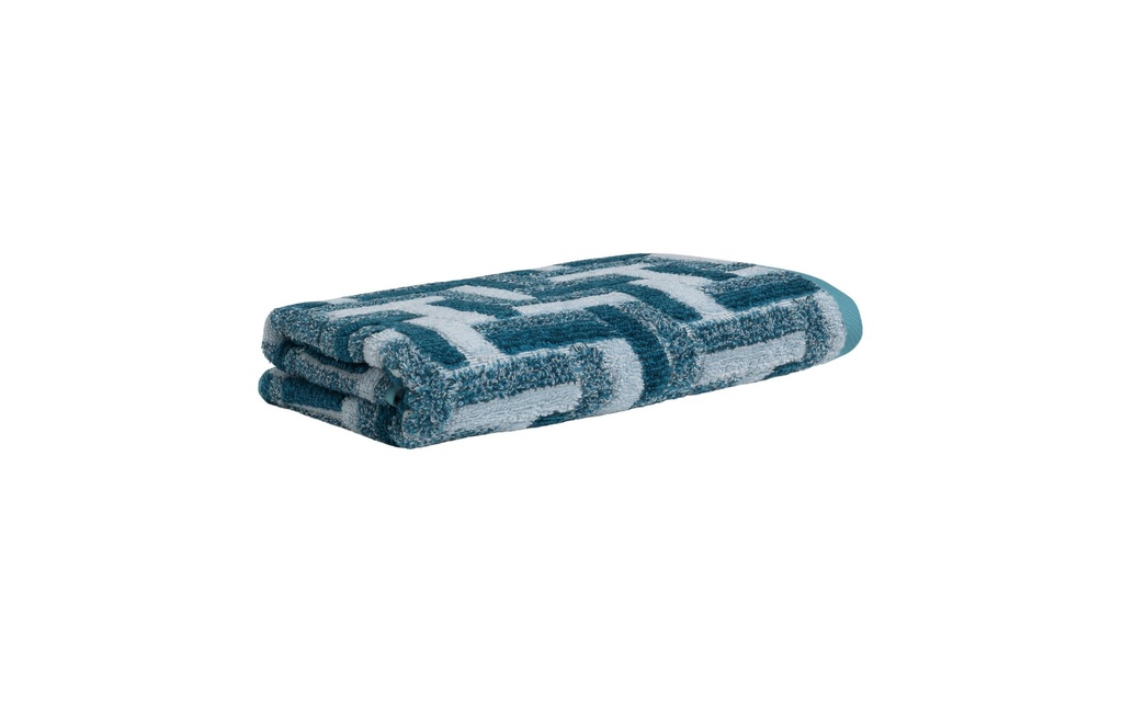 Möve Serviette de douche Tide Tiles 67 x 140 cm, Aqua/Pétrole